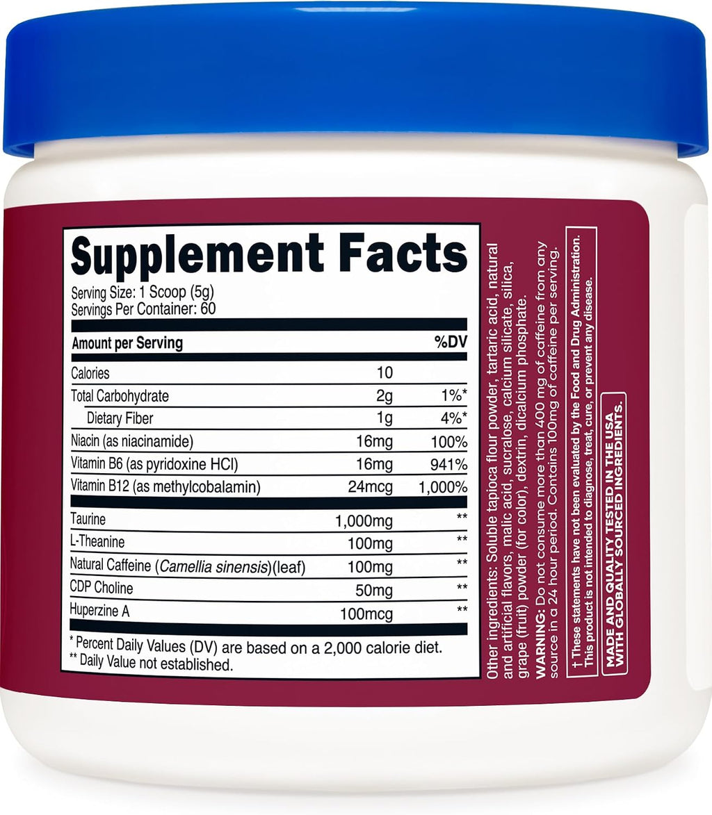 Nutricost Energy Drink Powder (Grape) 60 Servings, Pre Workout, Gluten-Free | Supplement with Natural Flavor, GMO-Free