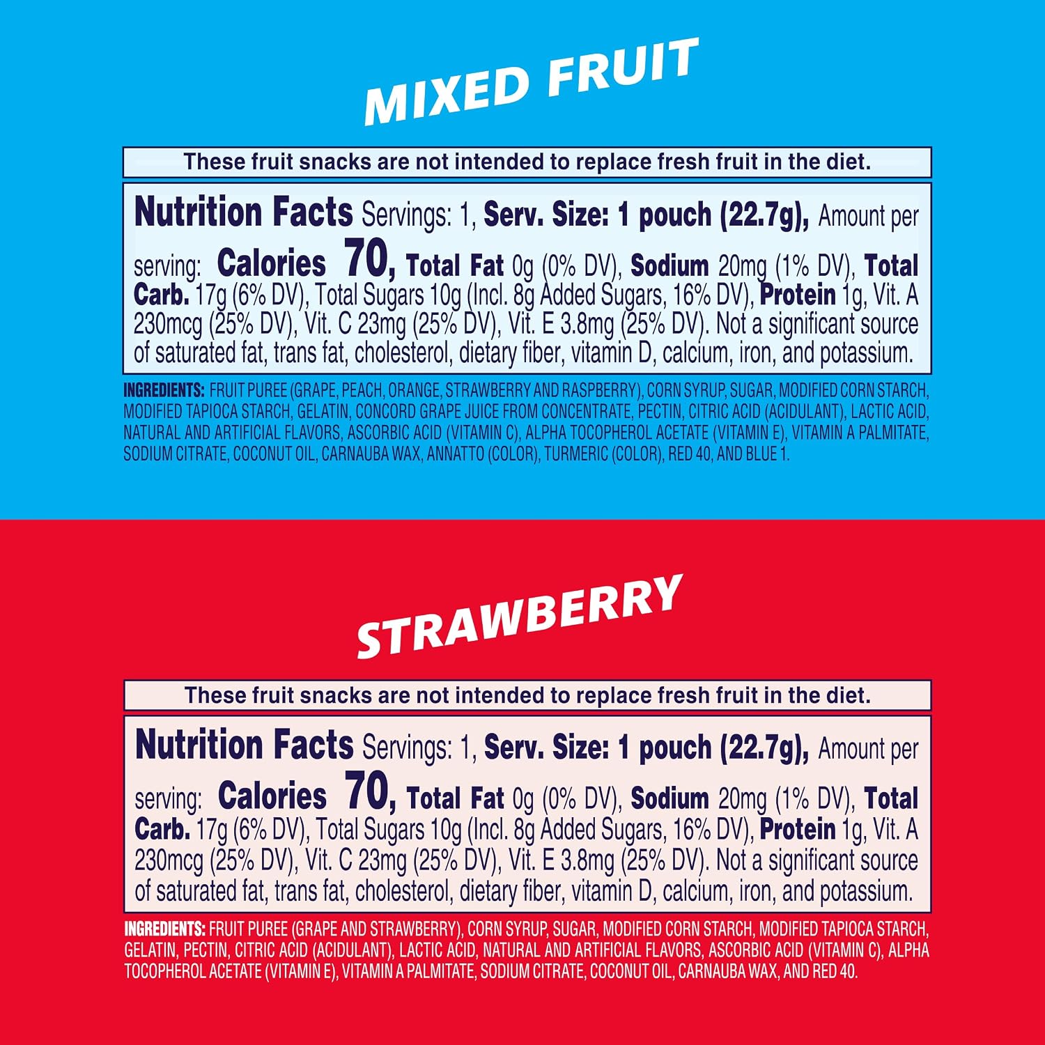 Welch's Fruit Snacks, Mixed Fruit & Strawberry Snack Box, Gluten Free, 0.8oz Snack Packs (Pack of 60)